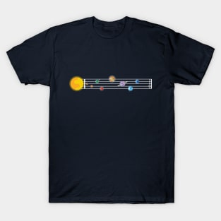 Planets of Solar System in a Light Music Sheet T-Shirt